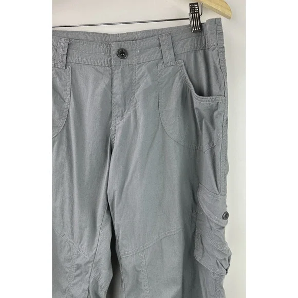Kuhl Kontra Short Gray Cargo Convertible Roll Tab Adjustable Crop Womens Size 10 - Picture 5 of 13